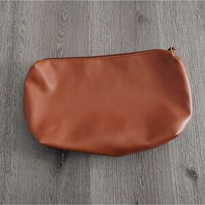 Street Level Brown Faux Leather Cosmetic Bag